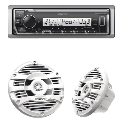 Kit Estéreo Marino Bluetooth / 50 W RMS por Canal / Bocinas 6.5' (16.5 cm) / Tweeter 1' (2.54 cm) / Ecualizador 13 Bandas / USB y Auxiliar Frontal