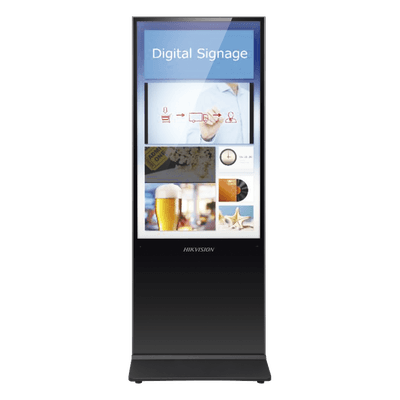Pantalla de 55" 4K para Publicidad Digital / Base para Piso (Totem) / Puertos USB / Entrada de Video HDMI y VGA /  WiFi / Altavoz Integrada