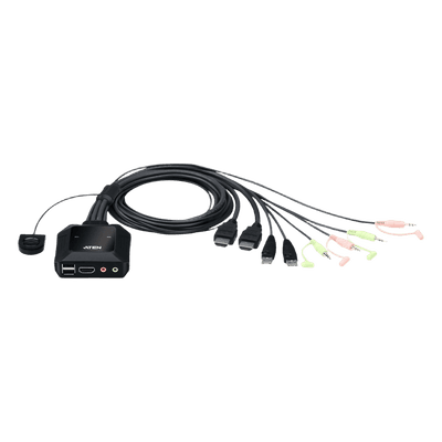 Conmutador KVM / 2 Puertos / HDMI 4K 60 Hz / DCI 4096x2160 / HDCP 2.2 / Audio 3.5 mm / USB 2.0