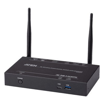 Switch de Presentaciones Inalámbrico / 4K / Quad View / 4 Fuentes Simultáneas / PoE / Control USB Táctil