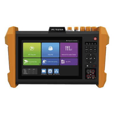 Tester Profesional Multifunción | Pantalla Táctil 7" | Láser Integrado | Cámara Integrada | Prueba IP/HD Coaxial | 4K/8K | H.265/H.265 | ONVIF | WiFi | Analizador de Cable | Medidor de Potencia Óptica y Red | TDR |