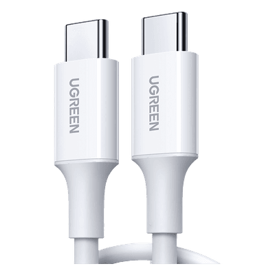Cable USB-C a USB-C | 1 Metro | Carga Rápida de hasta 60W | Transferencia de datos de 480 Mbps | PD3.0 | QC 4.0/3.0/2.0 | FPC | AFC | Duradero y Flexible| Caja ABS | Cubierta de TPE | Color Blanco.