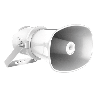 Altavoz IP Tipo Trompeta | 7 Watts | PoE+ | Integración con Hik-Central Professional | Reproducción de Audio vía Red | IP67 | Salida de 12 VCD | Metal | compatible con Hik-Connect