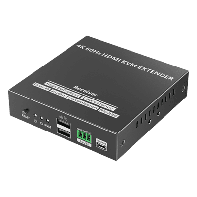 Receptor Compatible para Kit TT582-KVM |4K @60Hz | Cat 6, 6a y 7 |  hasta 150 metros | Transmite el Video y Controla tu DVR vía USB a distancia
