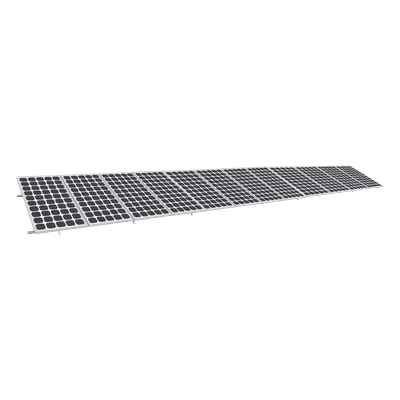 Sistema de Montaje Solar / Aluminio Anodizado / 1x12 Módulos / Inclinación 20° a 45° / Viento 136 km/h / Riel 5400 mm