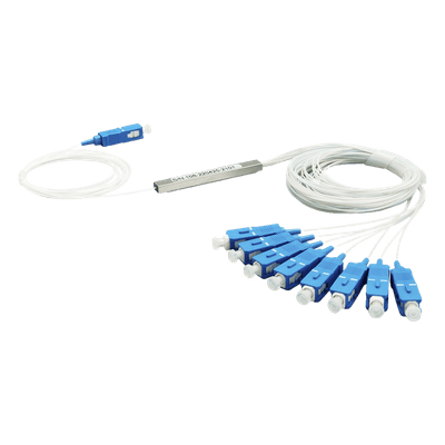 Divisor Óptico PLC / 1x8 Puertos / Conector SC/UPC / Rango 1260~1650 nm / Fibra G.657A / -40 a 85°C