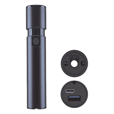 Localizador Visual de Fallos / Láser 650nm / 15mW / 8-10 km / Conector Universal SC/FC/ST / USB Recargable / -10°C a 50°C / 0.49 x 0.10 x 0.10 pies
