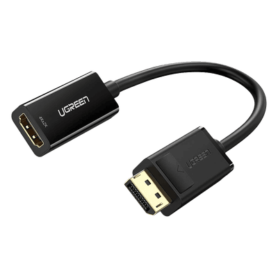 Convertidor DisplayPort a HDMI 4K| 3D | HDR | Blindaje Interno | Botón Liberador | Carcasa de ABS | Plug & Play | CE, FCC, RoHS | Cable de 25 cm (9.84 Pulgadas).