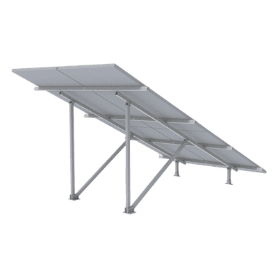 Montaje para Panel Solar / Arreglo 2x2 / Riel 5 de 2700 mm / Módulos 30-35 mm / Viento 151 km/h (93.8 mph) / Inclinación 25°