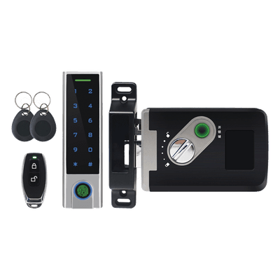 Kit de Cerradura Inteligente Inalámbrica / Teclado Metálico IP65 / 900 Usuarios Tarjeta/PIN / 100 Huellas / Alcance 30 m (98.4 ft) / 433 MHz