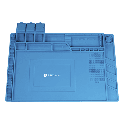 Tapete de Silicona para Reparación Electrónica / 45 x 30 cm (17.7 x 11.8 in) / Resistente al Calor 200°C / Áreas Magnéticas / Compartimentos Numerados