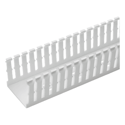 Canaleta Ranurada Tipo F / 82.6 mm Ancho / 104.1 mm Alto / 1.8 m Largo / 3.25 x 4.1 x 6 ft / PVC Sin Plomo / UL94V-0