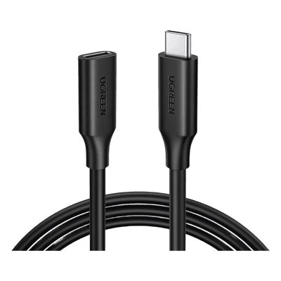 Cable USB-C Macho a USB-C Hembra | 1metro | USB-C 3.1 Gen 2 | Compatible con Thunderbolt 3 | TPE |  Transferencia de Datos 10 Gbps | Soporta hasta 100W para Carga Rápida |  Reversible.