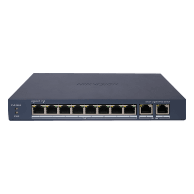 Switch PoE+ Administrable / 8 Puertos Gigabit PoE+ / 2 Puertos Uplink Gigabit / PoE Extendido 300 m (984.3 ft) / 110 W / Gestión en Nube