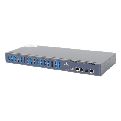 OLT GPON / 1 Puerto PON con Splitter 1:32 / 3 Uplink (2 GE + 1 SFP/SFP+) / Hasta 128 ONUs / 20 km / 1.73 ft Rack