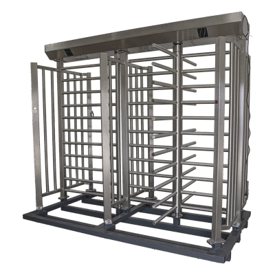 Torniquete de Cuerpo Completo Doble / Acero Inoxidable 304 / 4 Ejes / 90° Rotación / 2.31 x 1.46 x 2.2 m / 7.6 x 4.8 x 7.2 ft