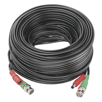 Cable Coaxial (BNC RG59) + Alimentación / SIAMES / 20 Metros (65.62 Pies) / Aleación Cobre + Aluminio CCA / Para Cámaras 4K / Uso Interior y Exterior
