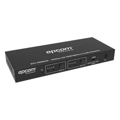 Matricial HDMI | 2x2 | 4K2K@60Hz | HDR | YCbCr 4:4:4 | EDID Auto | Extractor de Audio | Salida de audio análoga y digitalizados | HDCP 2.2 | 18 Gbps