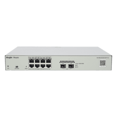 Switch Administrable PoE+ / 8 Puertos Gigabit / 2 SFP 1Gb / Capacidad 20 Gbps / Sin Ventilador / 125W PoE