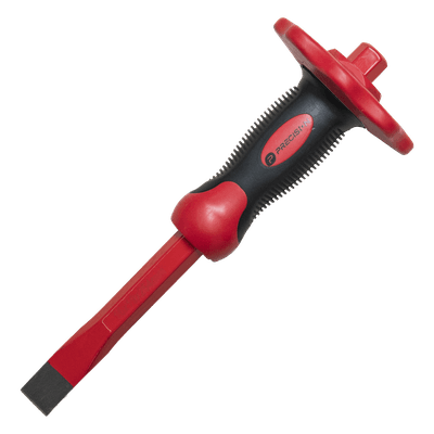 Cincel de Punta Plana / 19x16x250 mm / Protección para Manos / Acero Cr-V Forjado / Empuñadura PP+TPR