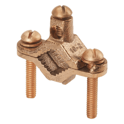 Abrazadera de Tierra Física / Bronce Anticorrosión / Conductor 2 AWG / Entierro Directo / Tubo 12.7 mm a 25.4 mm (0.5 a 1 in)