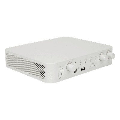 Amplificador de Audio / 2 Canales / 30 W por Canal / Bluetooth / USB / RCA / Micrófono / Cobertura 30 m (98.4 ft)