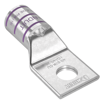 Zapata de Compresión de Cobre / Conductor 4/0 AWG / Orificio 3/8" (9.5 mm) / Diseño Estándar / 1 Pieza