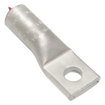 Zapata de Compresión de Aluminio / 250 KCMIL / Tornillo 1/2" / 350 kV / Lengua Recta / Estilo Barril Biselado