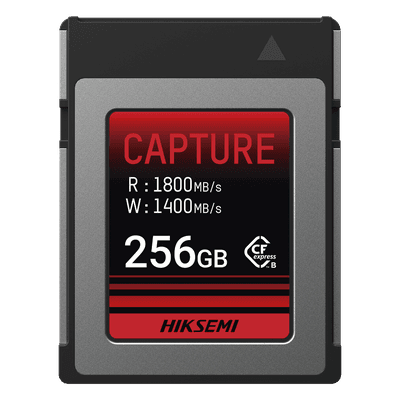 Memoria CFexpress Tipo B / 256 GB / Lectura 1800 MB/s / Escritura 1400 MB/s / PCIe Gen 3×2 / 8K RAW / -10 °C a 70 °C