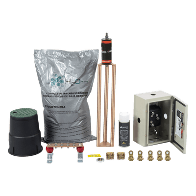 Kit de Puesta a Tierra / Electrodo Magnetoactivo 67 x 17 cm / Capacidad 100 A / Acoplador 1500 A / NEMA 4 / Libre de Mantenimiento 20 Años