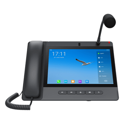 Teléfono IP Android / 20 Líneas SIP / Pantalla Táctil 10.1' / Wi-Fi Dual / Bluetooth / PoE / Puertos Gigabit / Video H.264