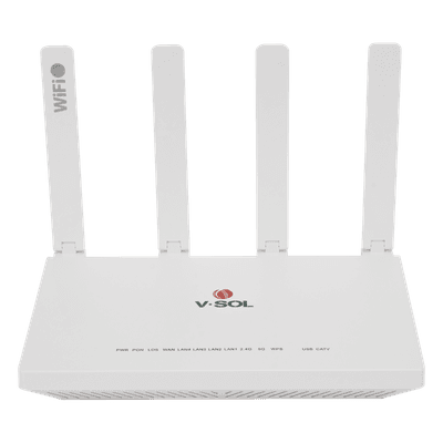 ONU XPON / Wi-Fi 6 AX1500 / 4 Puertos Gigabit / CATV con AGC / 4 Antenas 5 dBi / PON SC/APC