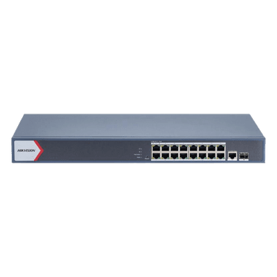 Switch PoE+ Administrable / 16 Puertos Gigabit / 1 Puerto Uplink Gigabit / 1 Puerto SFP / 230 W / Alcance Extendido 300 m (984.3 ft)