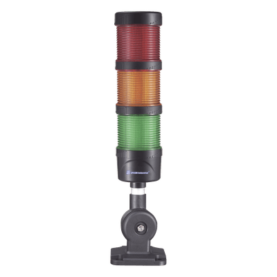 Torre LED Indicadora de Estado / 3 Niveles Rojo-Ámbar-Verde / Buzzer 85 dB / 110-240 VCA / IP53 / Montaje Ajustable 60 mm
