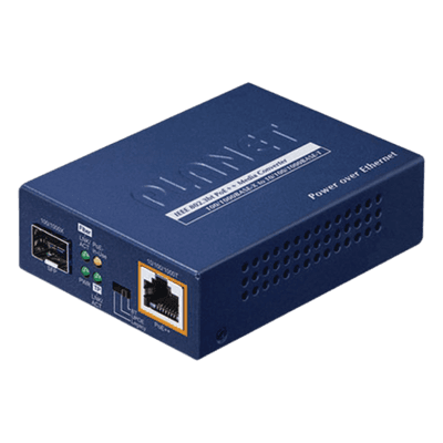 Convertidor de Medios PoE++ / 1x RJ45 Gigabit / 1x SFP 100/1000BASE-X / 60W 802.3bt / Cat5e/6 4-Pares
