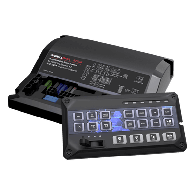 Sirena Vehicular / Amplificador Clase D 200W / Controlador Deslizante 19 Botones / 12 Salidas Auxiliares / Grabación 20 Segundos
