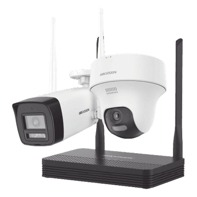 Kit IP Inalámbrico 4 Megapixel / NVS 4 Canales / 1 Cámara Bala Exterior + 1 Cámara Turret Interior con Lente 2.8 mm y Dual Light / Audio Bidireccional (Micrófono y Bocina) / Soporta Micro SD de 512 GB