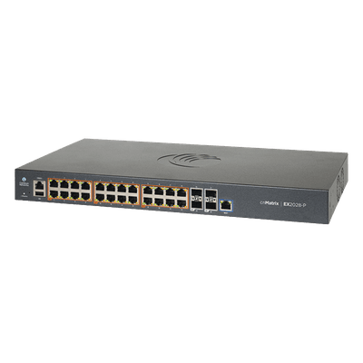 Switch cnMatrix EX2028-P capa 3 de 28 puertos (24 PoE Gigabit 802.3af/at, 4 SFP+) administración desde la Nube (MX-EX2028PxB-U)