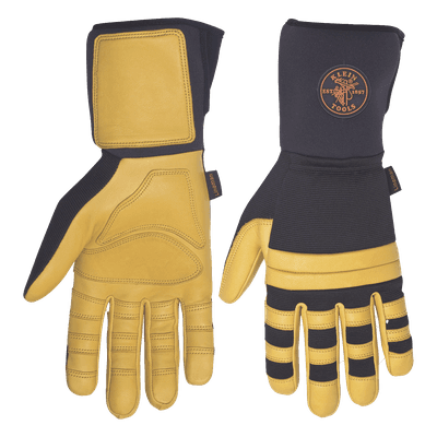 Guantes de Trabajo para Liniero / Cuero Blando / Nudillos Acolchados Doble Fila / Neopreno 4'' (102 mm) / Talla Grande