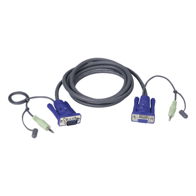 Cable VGA con Audio / 1920x1200 / Macho a Hembra 15 Pines / 1.8 m / 6 ft / Apantallado Mylar