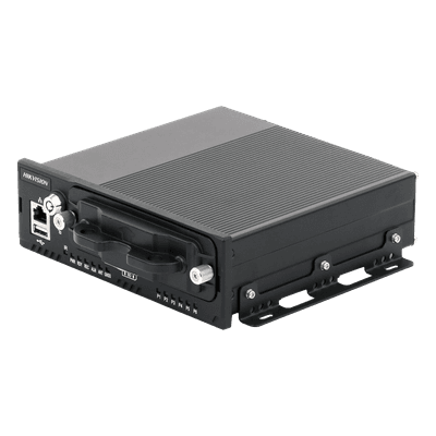 NVR Móvil Vehicular de 8 Canales / 4 PoE + 4 vía Switch / 2 Megapixel / H.265 / GPS + Sensor G / 2 Bahías HDD / RJ45 / Aluminio Industrial