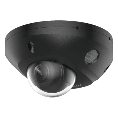 [Dual Light + 2 Micrófonos Integrados] Mini Domo IP 4 Megapixel / Color Negro / Lente 2.8 mm / 30 mts Luz Blanca + 30 mts IR / ACUSENSE / Exterior IP67 / IK08 /  WDR 120 dB / PoE / ONVIF / Alarmas I/O / Micro SD / ACUSEEK