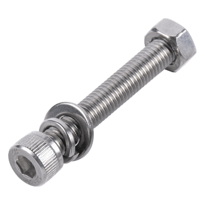 Kit de Fijación Fotovoltaico / Tornillo M8-1.25 x 65 / Acero Inoxidable 304 / Resistencia 85,000-150,000 psi / Con Tuerca, Arandela Plana y de Presión