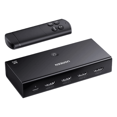 Conmutador HDMI Switch 4@60Hz | 3 Entradas a 1 Salida | 3D | HDR | Dolby Atmos | DTS5.1/7.1 | HDCP2.2 | PCM2.0 | HDMI2.0 | Reduce el Retraso y la perdida de fotogramas | Incluye Control Remoto.