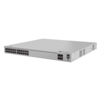 Switch Administrable Capa 3 / 24 Puertos PoE 1000/2.5Gbps / 4 Puertos 10GE SFP+ / 200 Gbps / PoE Perpetuo 400W / iStack / ERPS