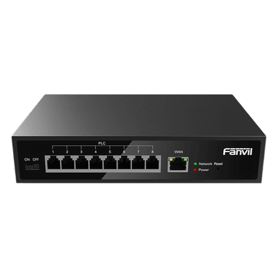 Switch PoE de 2 Hilos / 8 Puertos RJ11 / Alcance 300 m (984.3 ft) / Entrada 100V~240V / Salida 80W / Reutiliza Cableado PSTN