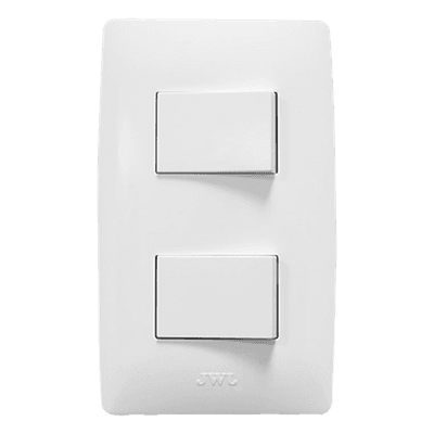 Apagador Escalera Doble / 127 V~60 Hz / 10 A / 11.8 x 7.8 x 3 cm / 4.6 x 3.1 x 1.2 in / Blanco