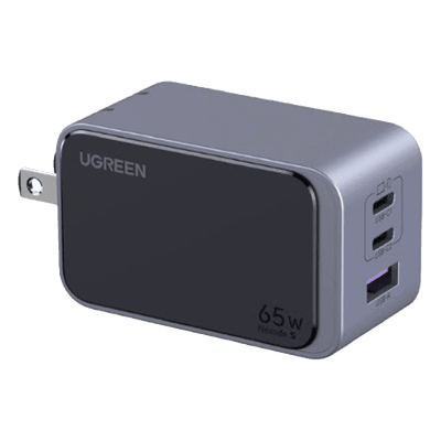 Cargador de Pared / 65W / 3 Puertos / 2 USB-C + 1 USB-A / GaN II / PD3.0 / QC4.0 / PPS2.0 / Enchufe Plegable US