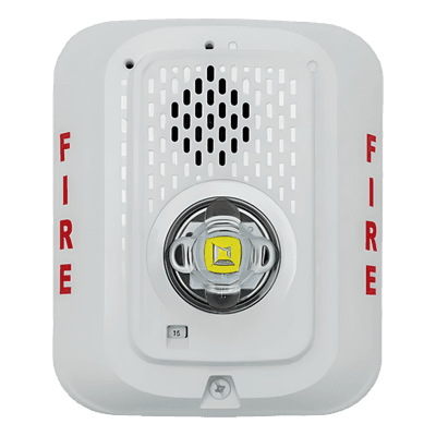Sirena con Estrobo LED / Montaje en Pared / 2 Hilos / Candela Seleccionable 15-185 cd / Compatible SpectrAlert