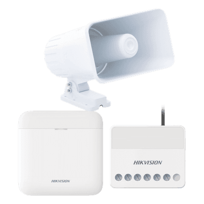 Kit de Alarma Inalámbrico / 48 Zonas / Sirena Exterior 30W IP65 / Relevador 0-36 VDC / Comunicación 433 MHz / AES-128